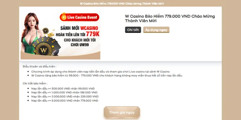 Bảo hiểm 779k chơi WCASINO